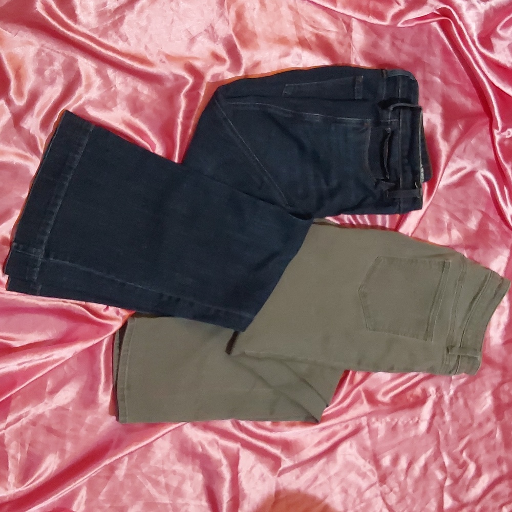 Pair of Talbots jeans grey and dark denim.
